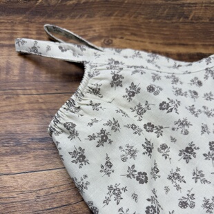 韩系碎花复古纯棉纱布吊带睡裙女夏季学生吊带裙甜美睡衣裙子