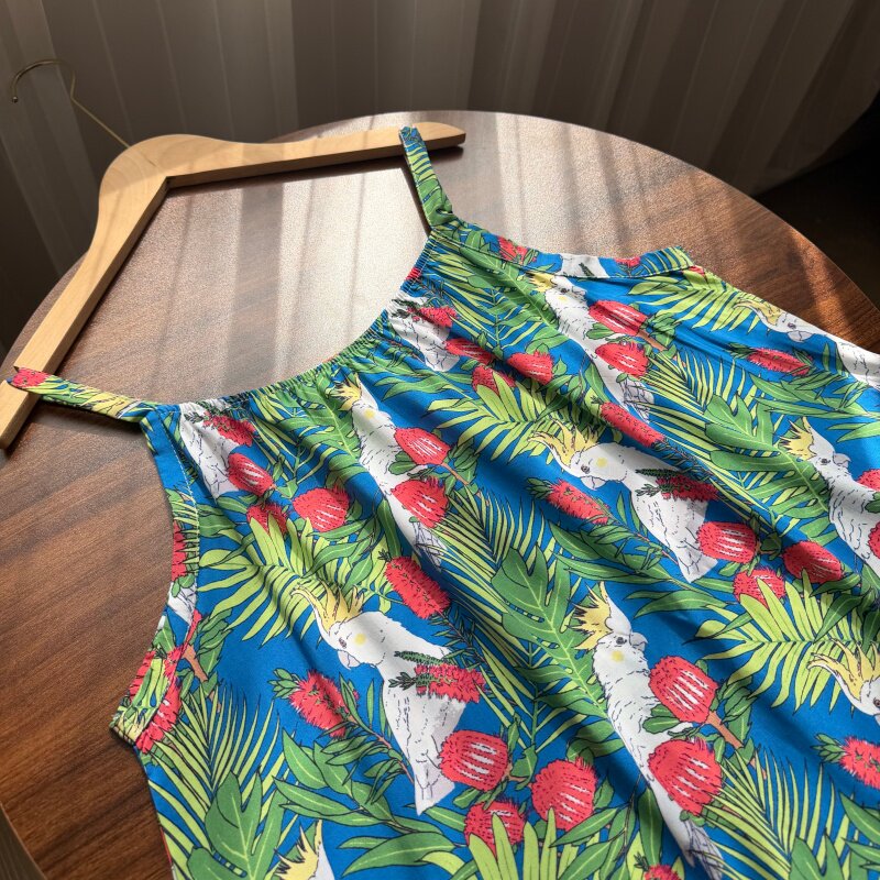 【巨好看沙滩裙】人造棉睡裙女夏季绵绸薄款吊带睡衣碎花家居服