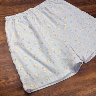 可爱卡通纱布短裤女士夏季纯棉薄款宽松可外穿全棉居家睡裤家居裤