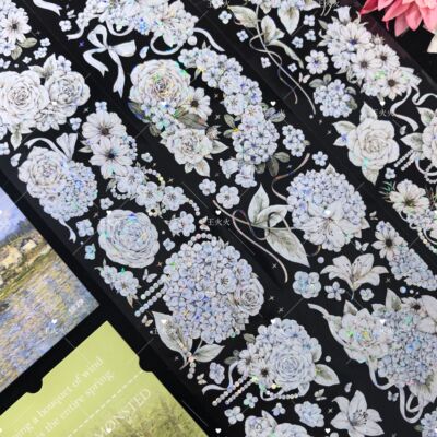 Hoshi奶芙 月听风 轻复古绣球花咕卡流麻滴胶谷美手帐pet胶带分装