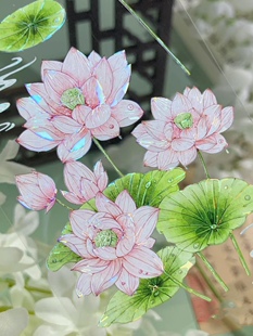 月海研究所 清水出芙蓉 古风荷花荷叶 咕卡流麻手帐pet胶带分装