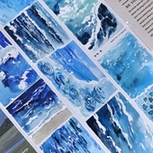 诺特Notte 海域蓝 蓝色海洋海浪水波背景咕卡流麻滴胶手帐pet胶带