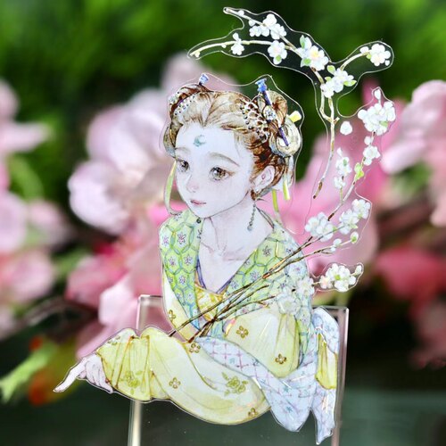 Shine工作室 春江花月 古风人物花花元素咕卡流麻手帐pet胶带分装