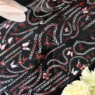 朝夕工作室 蝴蝶锁链 链条蝴蝶暗黑红流麻滴胶吧唧手帐pet胶带