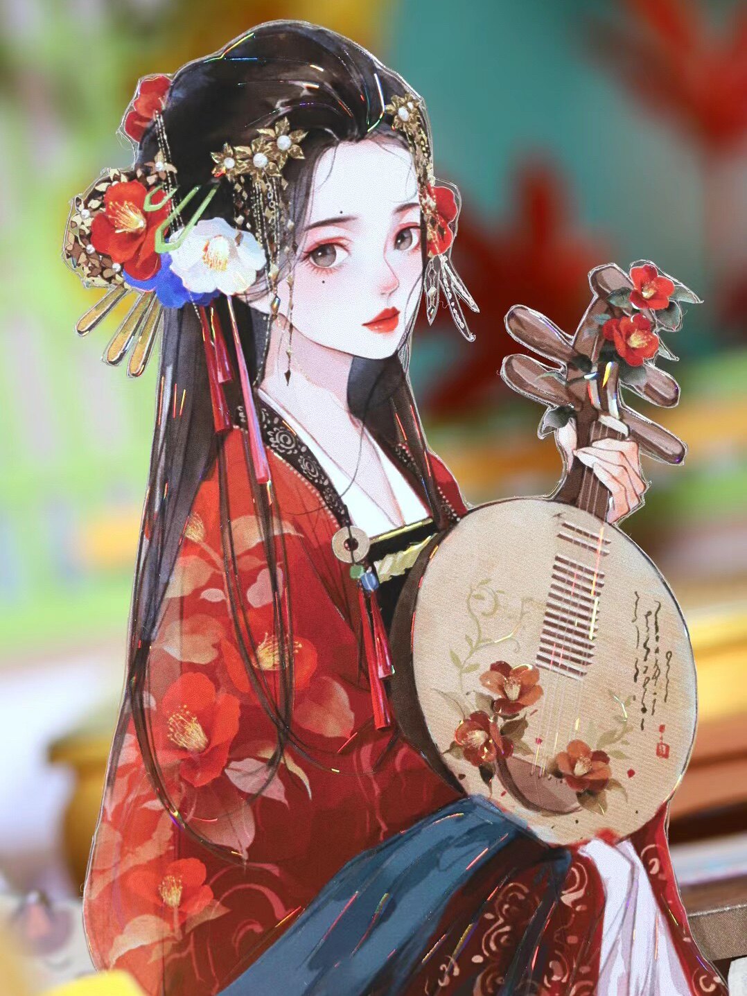 shine工作室 月渡花神 古风汉服人物女孩子 咕卡流麻手帐pet胶带