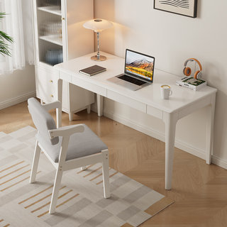 实木餐椅家用书桌椅白色简约办公卧室电脑学习宿舍写字靠背椅子
