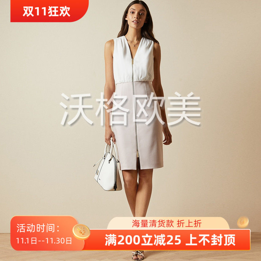 沃格 英国TB牌春夏新款性感V连衣裙