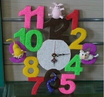 木质儿童diy彩绘时钟板粘土雪花泥彩泥超轻土 白胚数字时钟配件