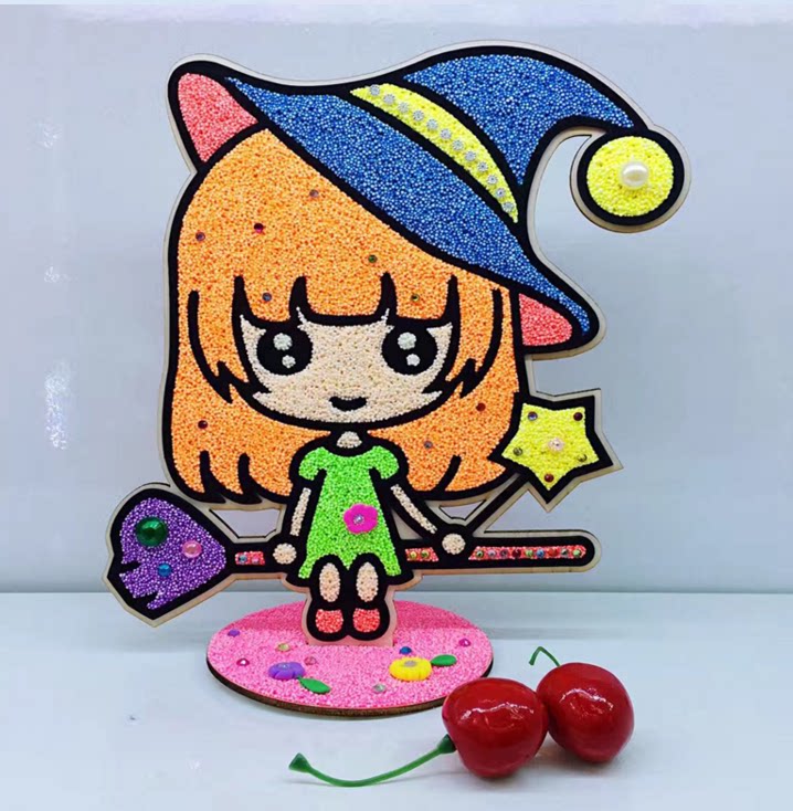 立体木板儿童画板 雪花画 珍珠泥画 粘土画 卡通公主益智diy玩具