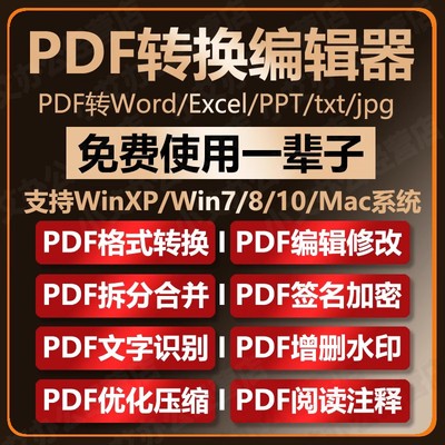 pdf转word软件pdf编辑器修改合并拆分转换器格式转成除去水印工具