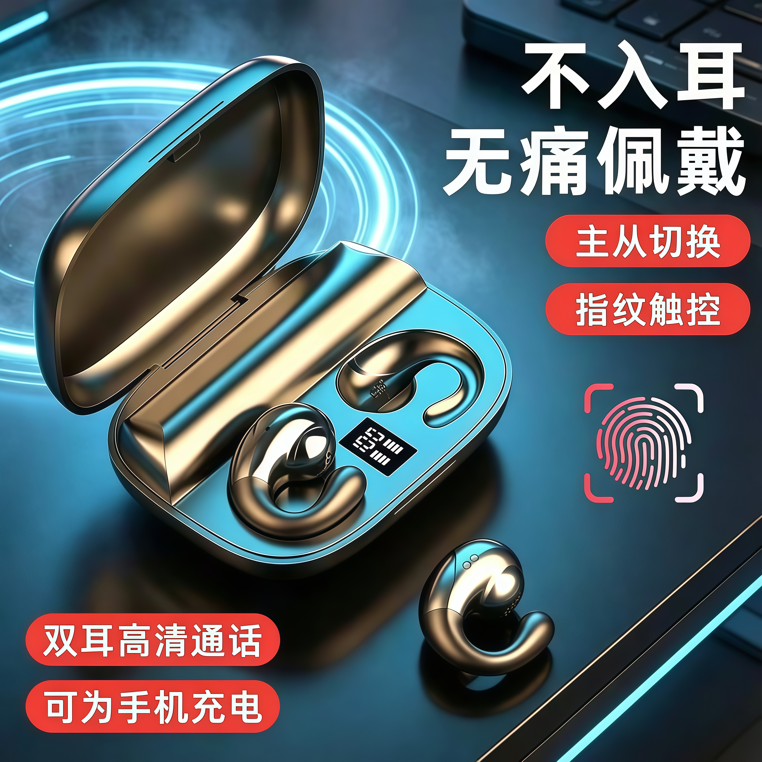 2026新款无线蓝牙耳机骨传导不入耳跑步运动夹耳式超长续航高音质