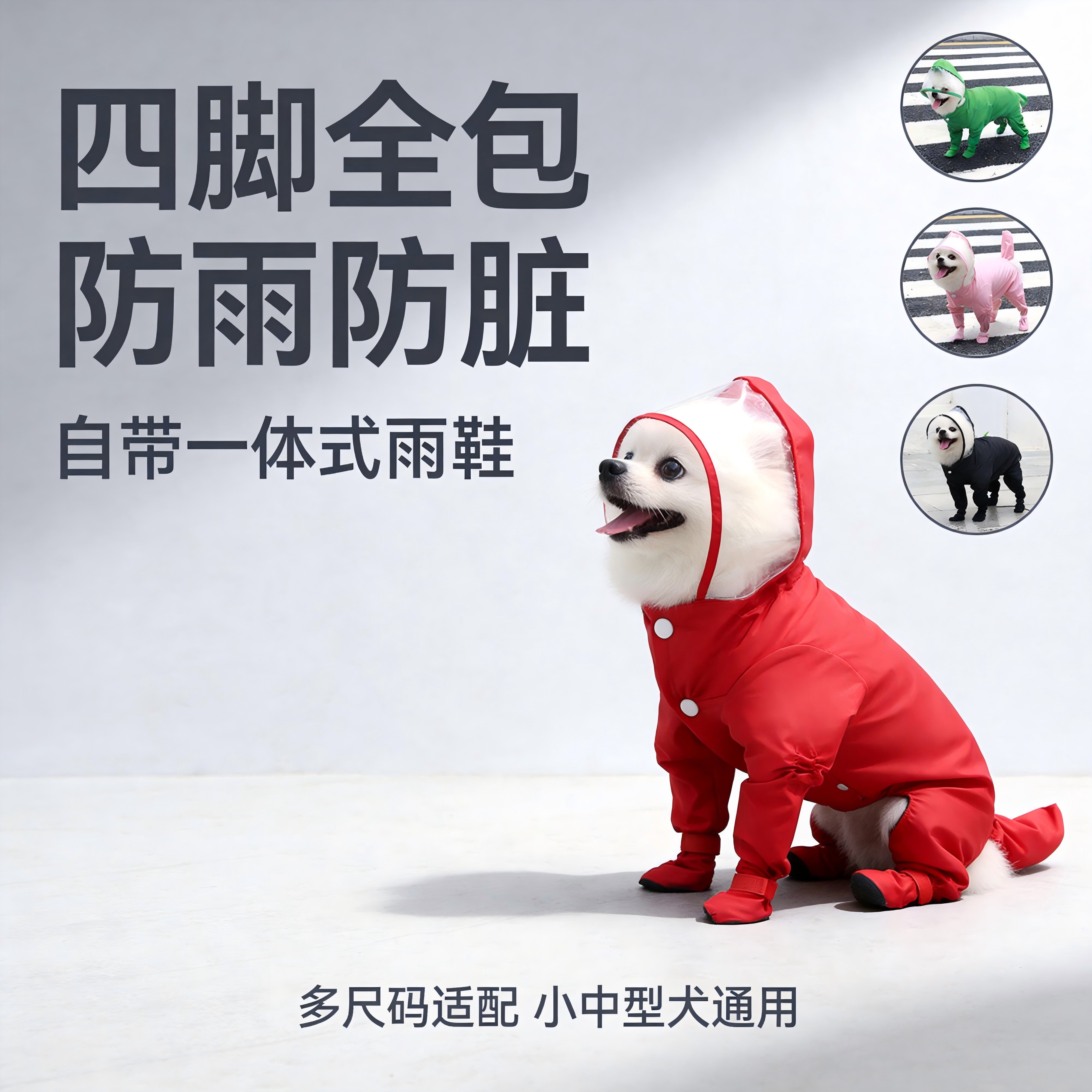 狗猫连体包脚防水雨衣户外