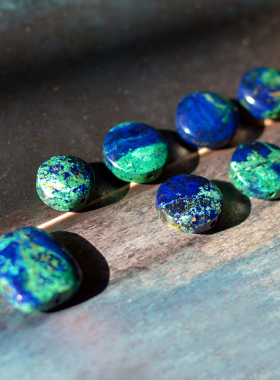 蓝铜矿单珠散珠打孔扁珠吊坠天然蓝色石头diy珠子「生生不息」