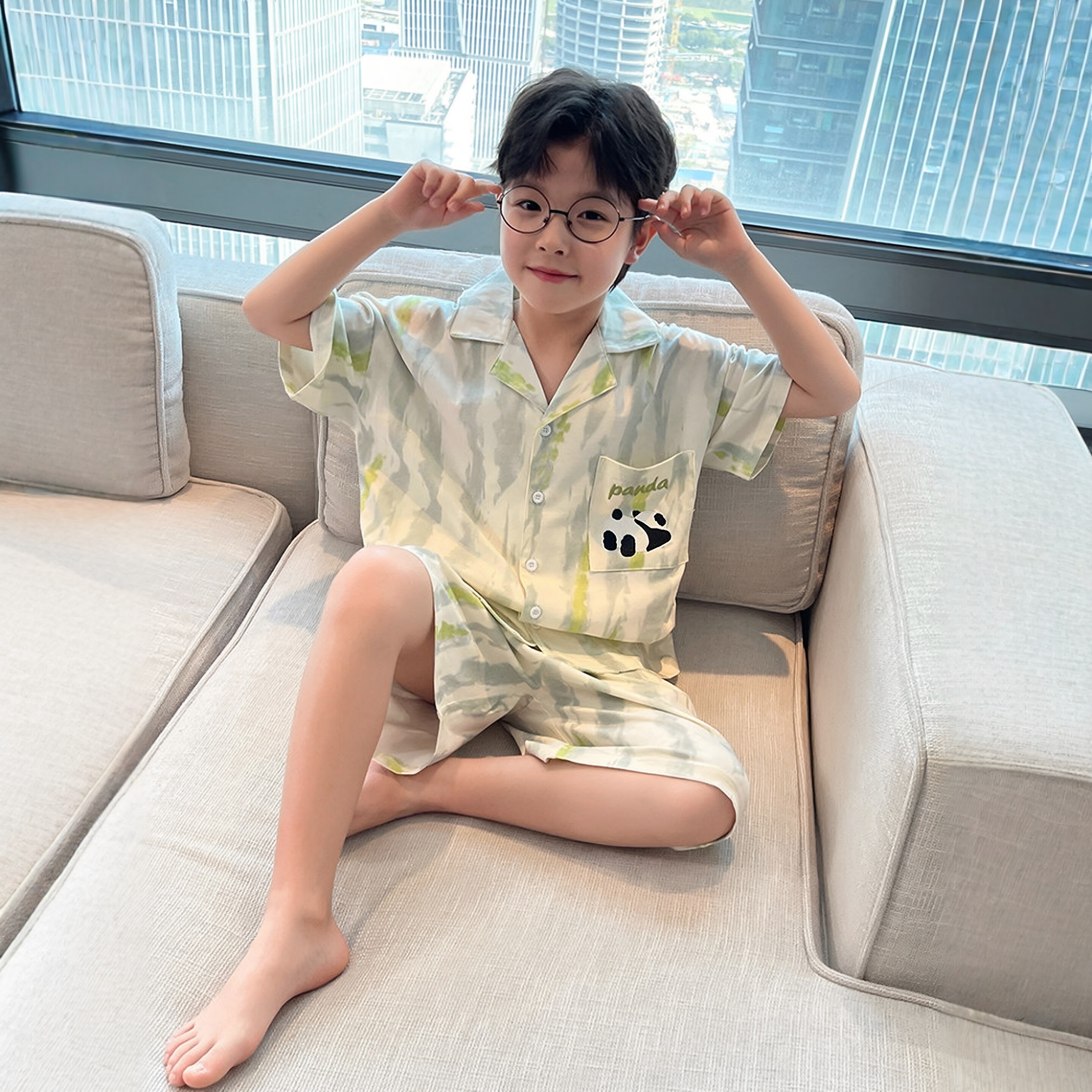 日本JGYP2026新款男童睡衣套装中大童薄款开衫短袖儿童夏季家居服