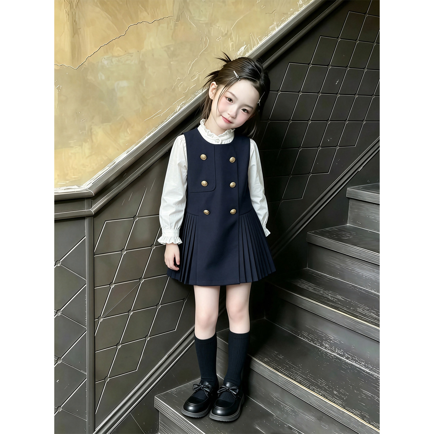 日本JGYP2026新款女童秋季背心裙套装巨好看女宝洋气衬衫裙两件套