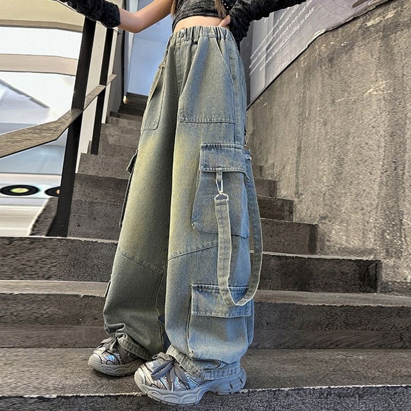 日本JGYP2026新款女童春季炸街工装裤洋气街舞牛仔裤大童宽松长裤,童装/婴儿装/亲子装,裤子,淘宝优惠券,粉丝福利购,淘宝优惠卷