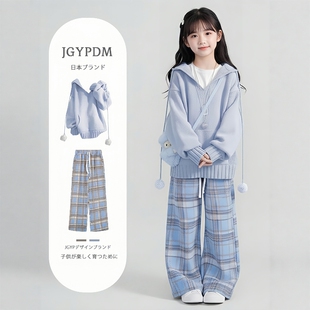 日本JGYP2026新款女童毛衣春秋套装洋气上衣中大童学院风两件套潮