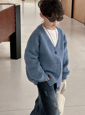 日本JGYPDM 2026新款男童毛衣针织开衫羊毛衫春秋款纯色洋气毛衣