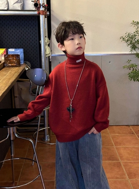 日本JGYPDM 2026新款男童高领毛衣针织衫保暖毛衫拜年服内搭童装