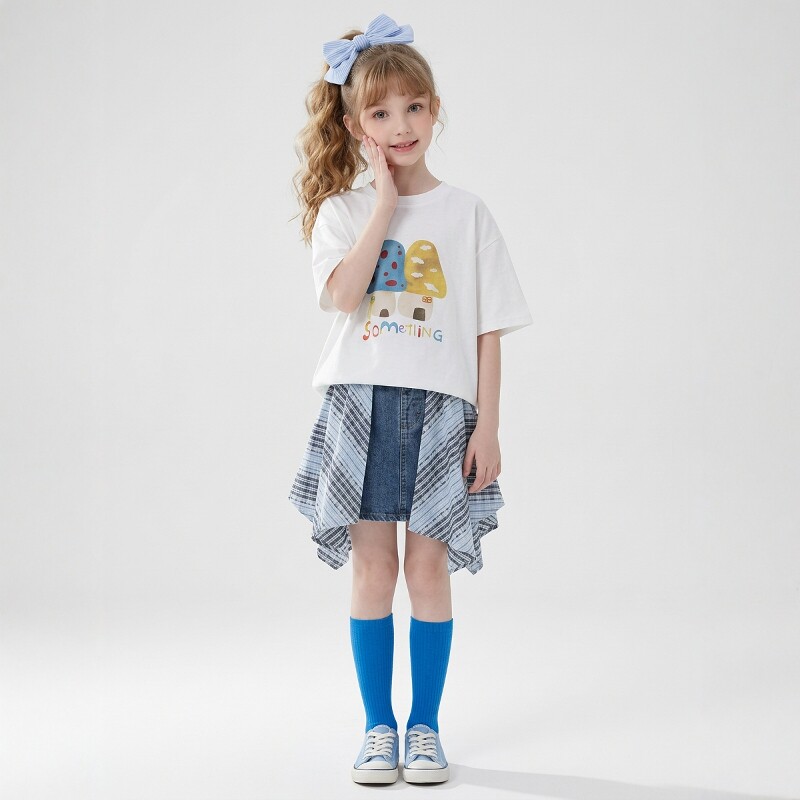 日本JGYP2026新款女童蘑菇短袖t恤儿童百搭半袖中大童时髦上衣潮