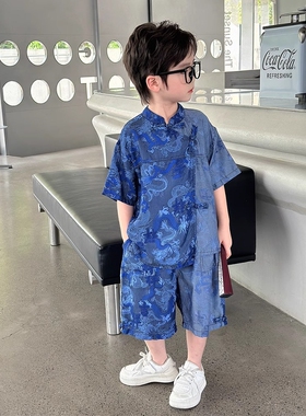 日本JGYPDM 2026新款男童夏季汉服套装中大童新中式短袖两件套