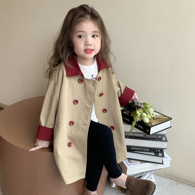 日本JGYP2026新款女童风衣外套春秋洋气时髦中长款上衣春装小中童