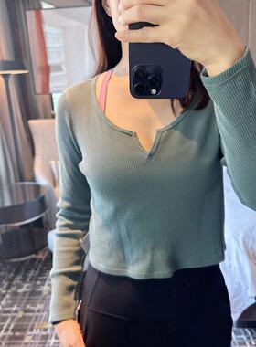 lululemon cotton-blend henley LS shirt 女士长袖亨利衫