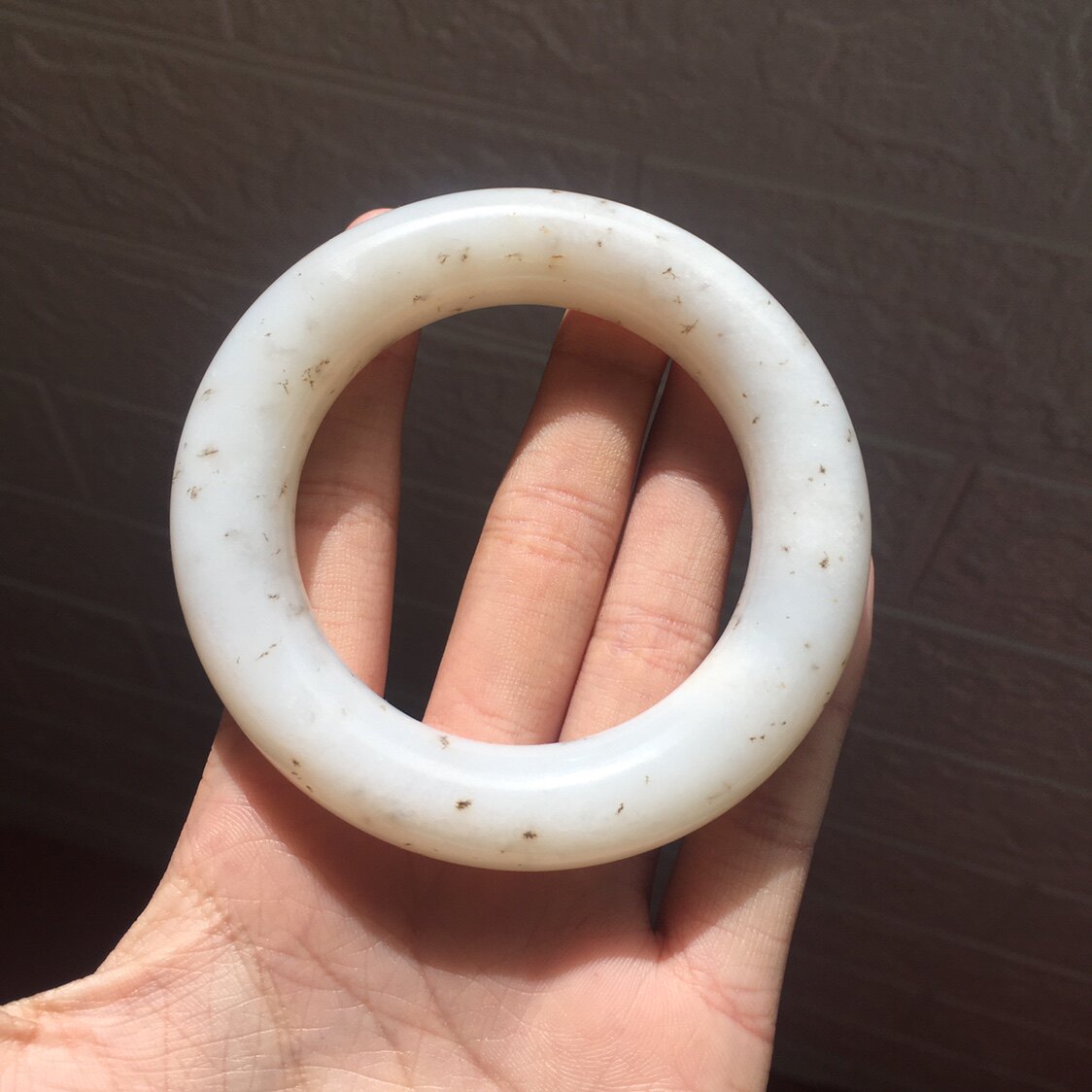 天然和田玉青海野牛沟桂花糕(非罗甸料)手镯女玉镯子带证书