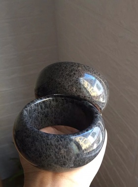 天然特色和田玉满草花豹纹巨无霸大宽版轮胎手镯女玉镯子带证书