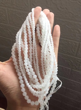 天然和田玉高冰一级白老坑白玉圆珠多圈手串手链挂绳项链