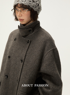 About Passion · 复古设计感呢子外套冬季新款中长款毛呢大衣