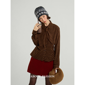 About 秋冬高级感Polo领叠穿上衣 复古褶皱格子衬衫 Passion ·法式