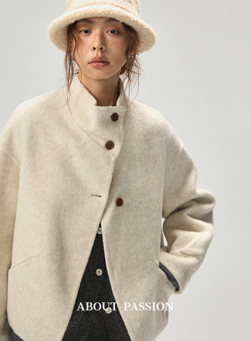 About Passion · 冬季立领双面毛呢小香风短款外套韩版百搭外套