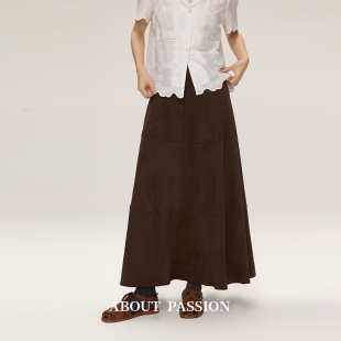 A字垂感半身裙 About 法式 复古高级感美拉德棕色裙子 Passion