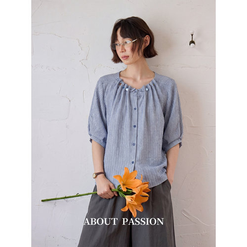 【07.17上新】About Passion · 系带褶皱条纹衬衫