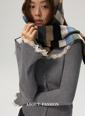 About Passion · 法式蕾丝针织衫上衣女2025新款秋季修身毛衣