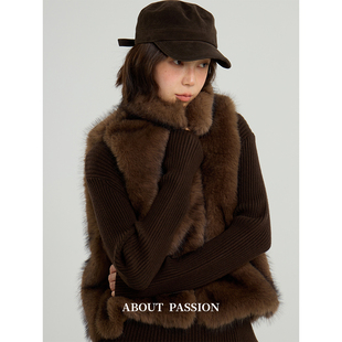 复古皮毛一体立领马甲冬季 About 法式 环保皮草外套 Passion
