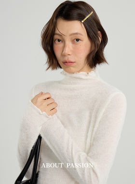 About Passion · 高级感木耳边半高领打底衫秋冬内搭堆堆领上衣
