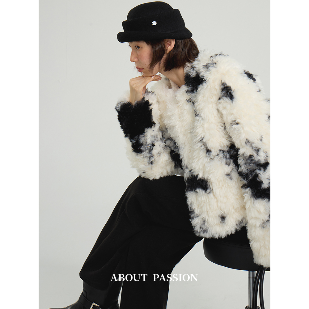 气质皮毛一体毛绒外套