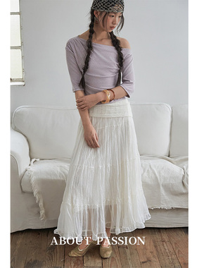 About Passion · 法式复古荷叶边褶皱半身裙轻奢小众不撞款裙子