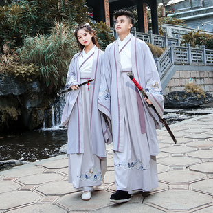 秋冬明制日常传统汉服情侣装云纹学生大氅大袖衫外套侠客书生古装
