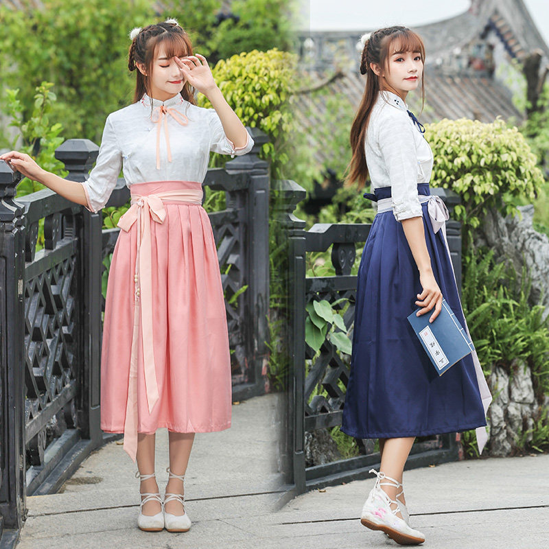 民国风学生装古装女汉服改良交领襦裙汉元素日常毕业照服装班服夏