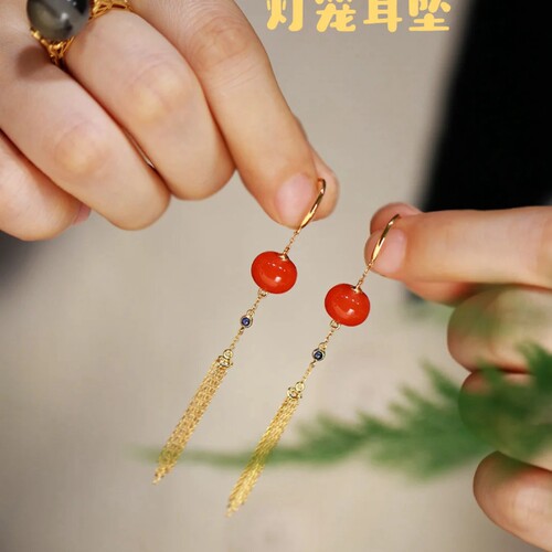 中国风气质百搭红灯笼耳环