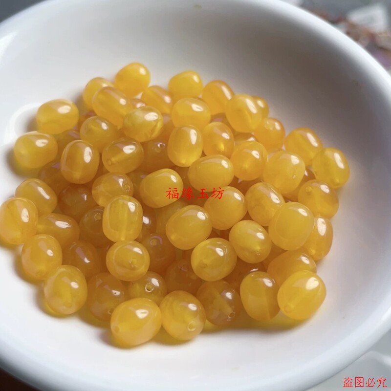蜜蜡老蜡小桶珠diy串珠手链手串项链配珠配件散珠