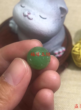 和田玉碧玉苹果绿回纹散珠配件