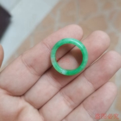 正品缅甸翡翠老坑冰种阳绿玉指环情侣男女款玉满绿戒指尾戒