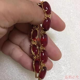 精品时尚红绿宝手链925银镀18k金镶嵌玉石饰品精致百搭女款手饰