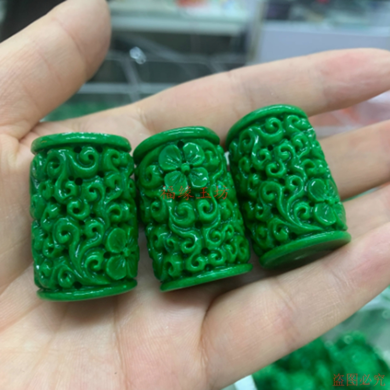 精品翡翠色路路通桶珠