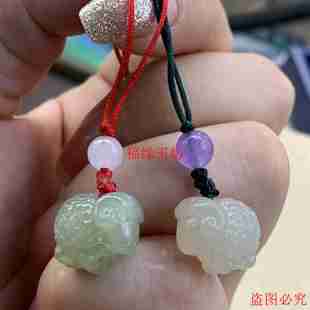 天然和田玉十二生肖小绵羊玉石手机挂饰宝宝吊坠款手机链可爱玉羊