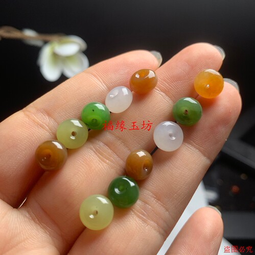 和田玉多宝色算盘珠手串隔珠
